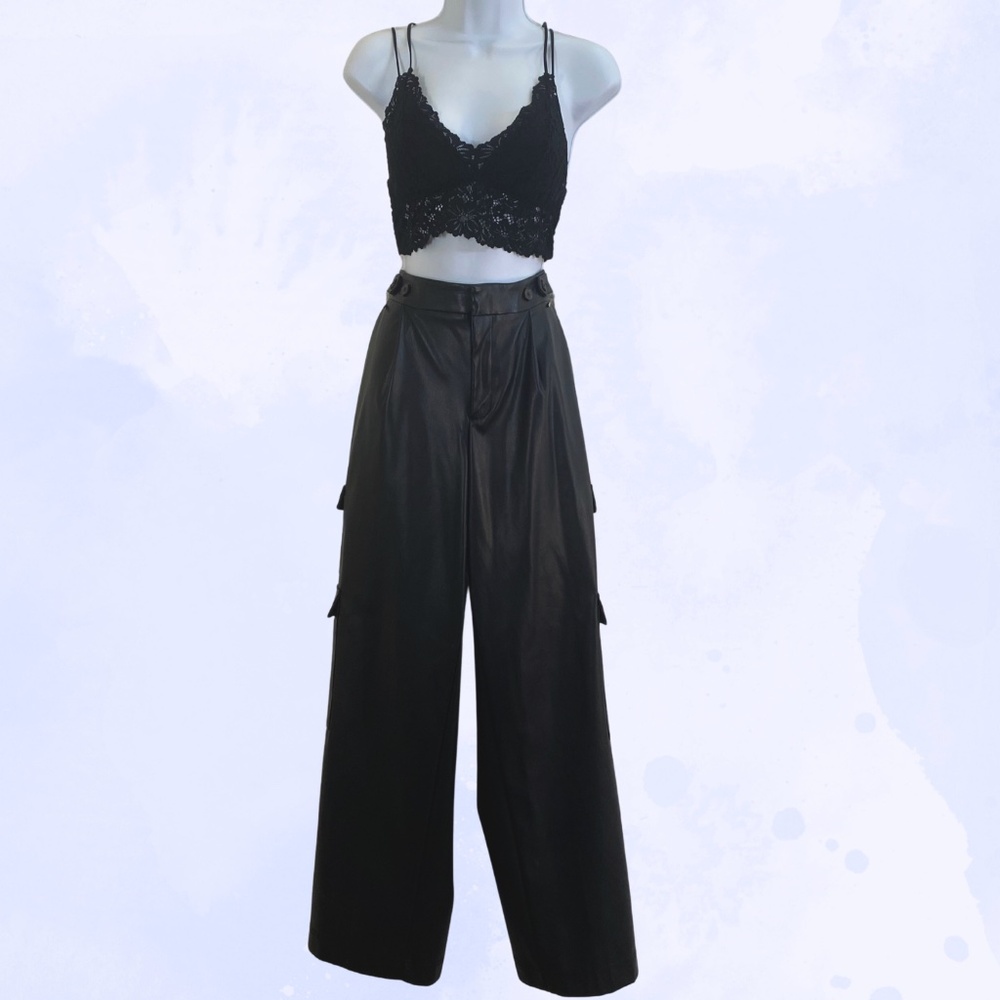 Cargo Style Leather Pants